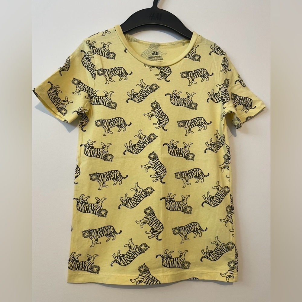 H&M Kids Yellow Tee with Tiger Pattern